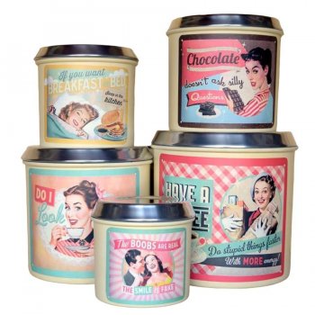 Kit Pote Mantimento em Aluminio 5 Peças Decorado Bege Vintage