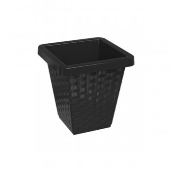Kit 02 Vasos Rattan Quadrado De Flor De Plástico 41 Litros Vaso Reforçado Para Flores Jardim Decoração Preto