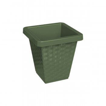 Kit 02 Vasos Rattan Quadrado De Flor De Plástico 41 Litros Vaso Reforçado Para Flores Jardim Decoração Verde