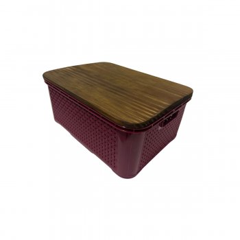 Caixa Organizadora Rattan Empilhavel Com tampa MADEIRA PINUS 10 Litros Colors