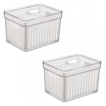 2 Organizador de Geladeira 3,8 Litros Cesto Tela c/ Tampa Multiuso Alimentos Verduras e Vegetais - 566