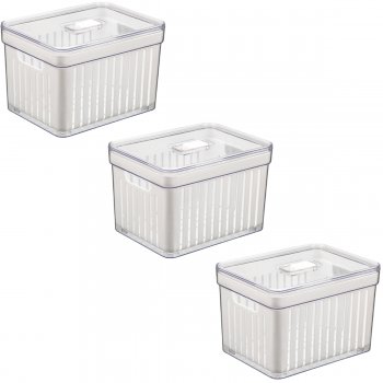 3 Organizador de Geladeira 3,8 Litros Cesto Tela c/ Tampa Multiuso Alimentos Verduras e Vegetais - 566