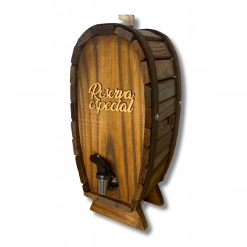 Barril Em Pé 1 Litro Dispensador de Bebidas Pingometro Bar Rústico Madeira Pinus