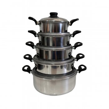 Jogo De Panelas Caçarola 5 peças - Alumínio Polido