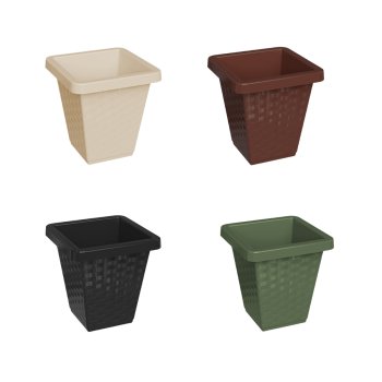 Vaso Rattan Quadrado Plástico 3 Litros Rattan Reforçado Para Flores Jardim Sortido