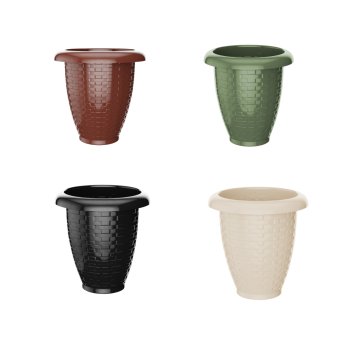 Vaso Rattan Plástico 11 Litros Vaso Reforçado Para Flores Jardim Decoração Sortido