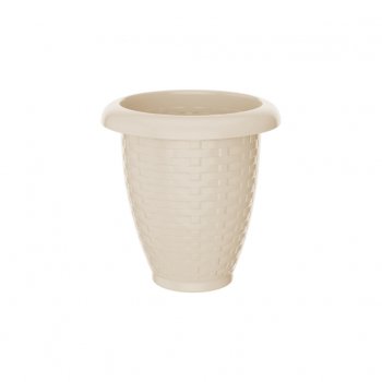 Kit com 2 Vasos Rattan Para Flores Jardim para Casa e Apartamento 26 Lts Capuccino